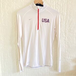 Nike Dri Fit White USA Quarter Zip Running Jacket Size Medium